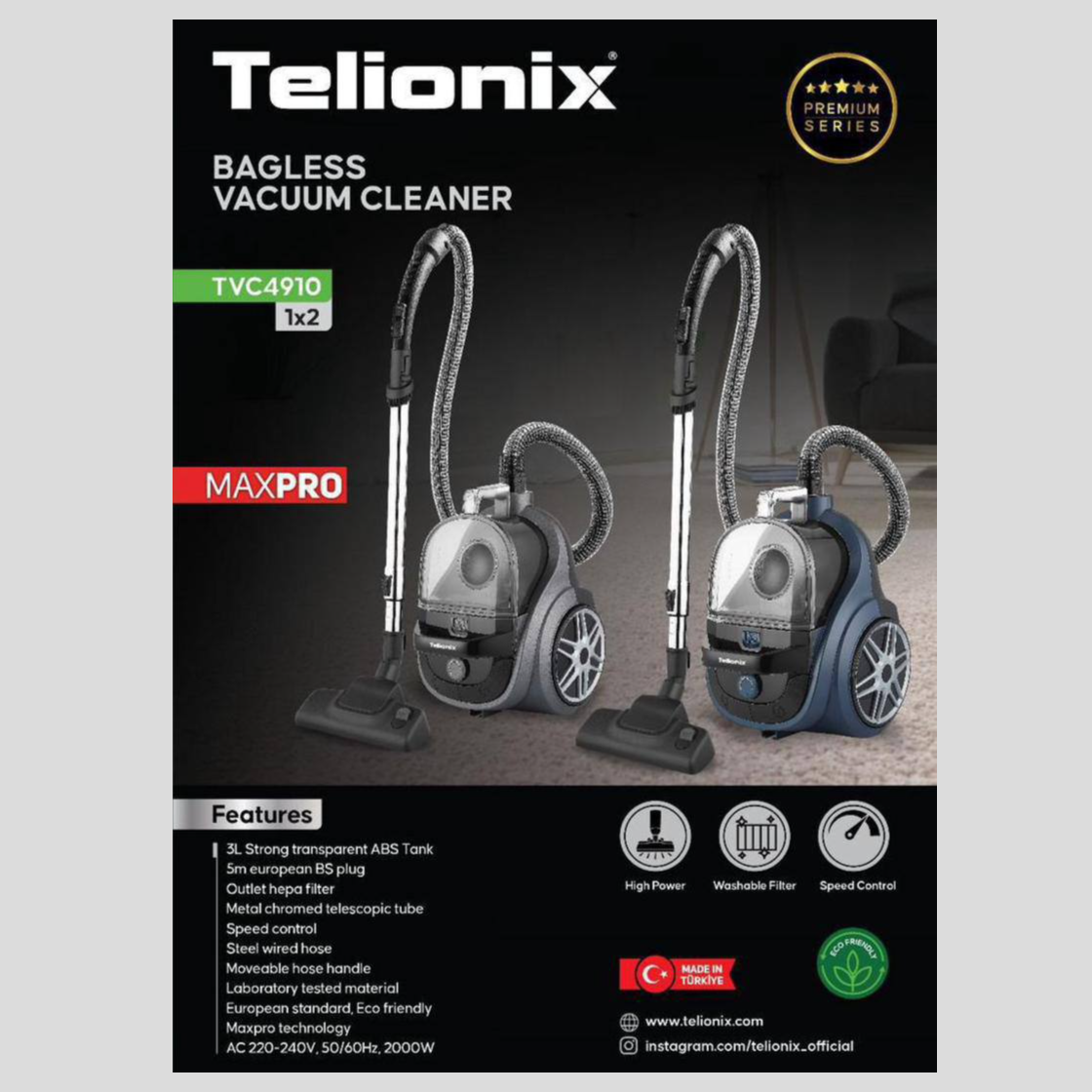 جاروبرقی آب و خاک تلیونیکس مدل TVC4910