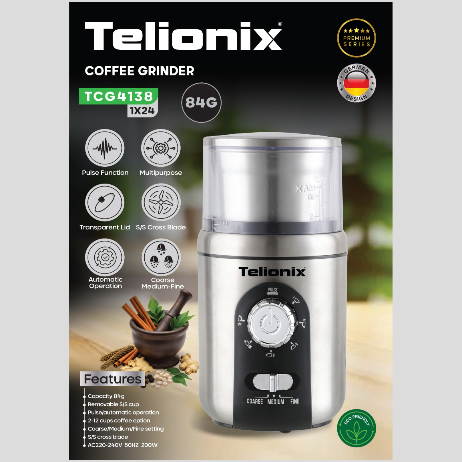 آسیاب ادویه جات 84 گرمی تلیونیکس مدل TCG4138