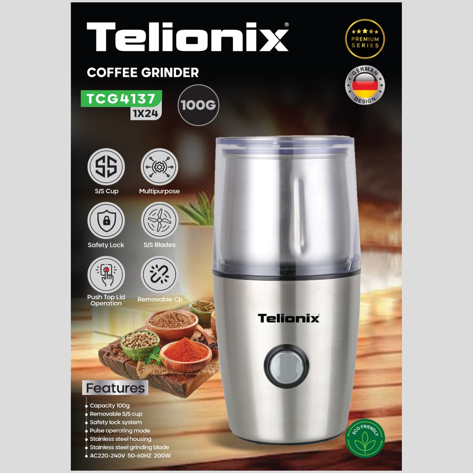 آسیاب ادویه جات 100 گرمی تلیونیکس مدل TCG4137