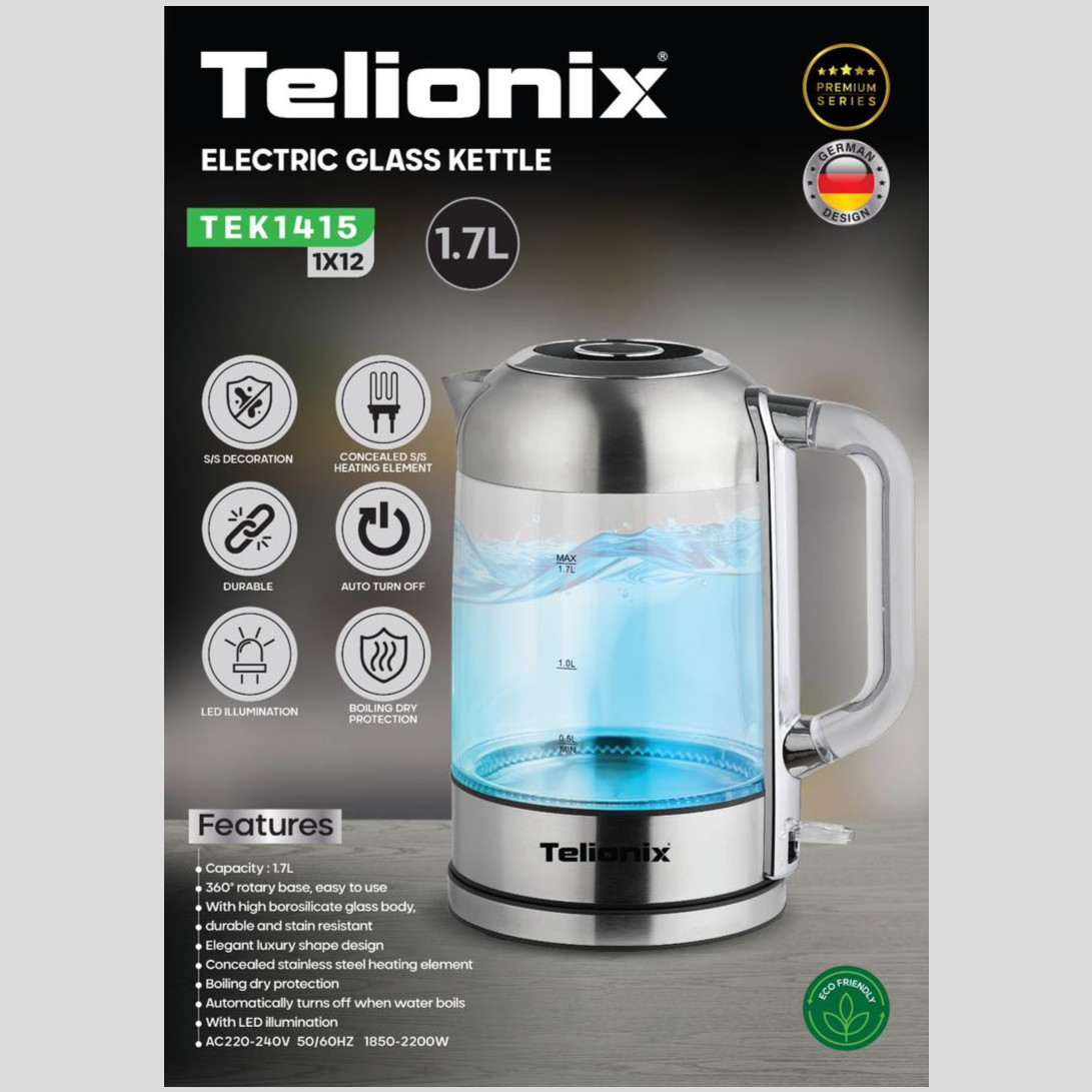 کتری برقی شیشه ای تلیونیکس مدل TEK1415