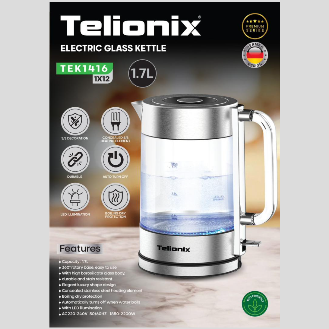 کتری برقی شیشه ای تلیونیکس مدل TEK1416