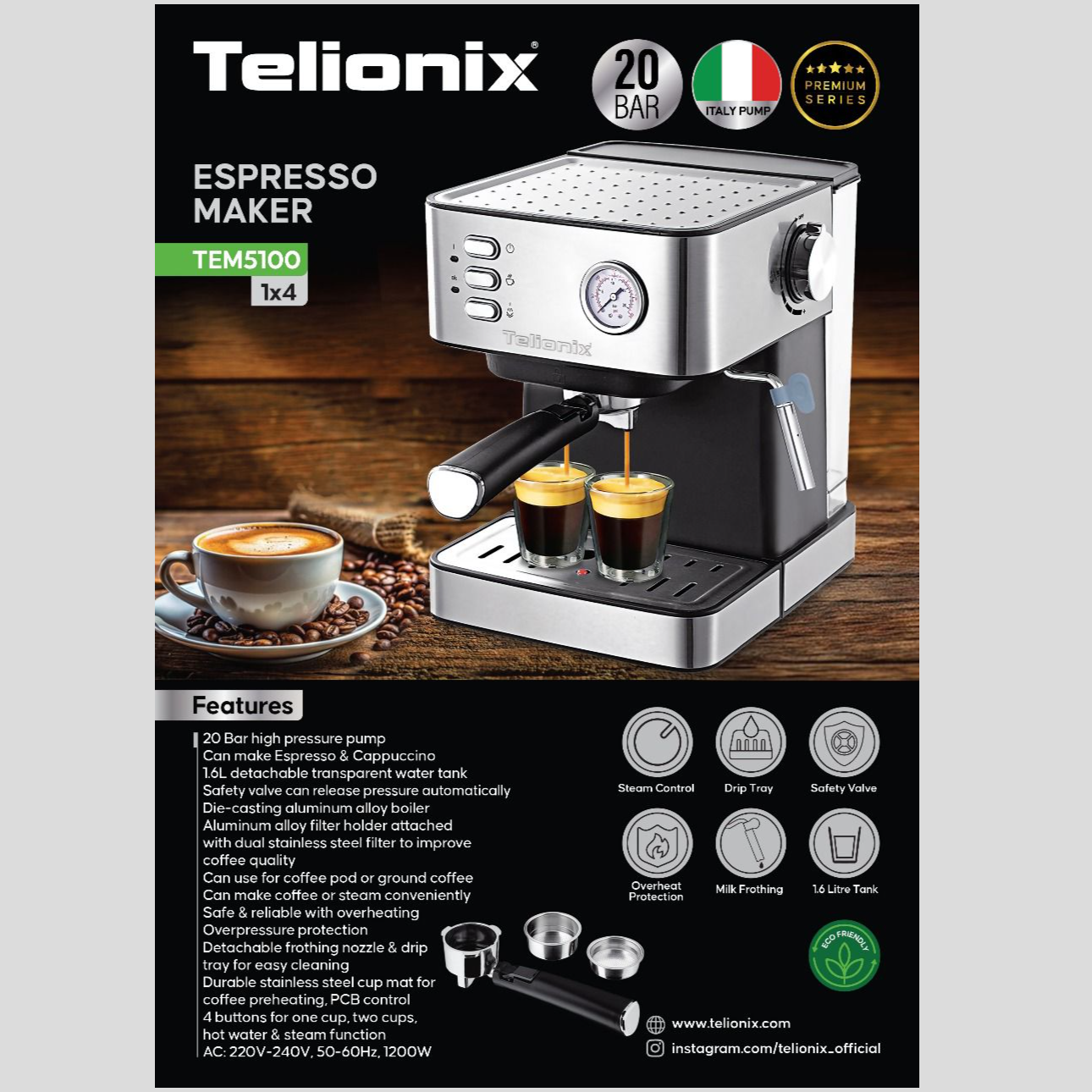 اسپرسوساز تلیونیکس مدل TEM5100