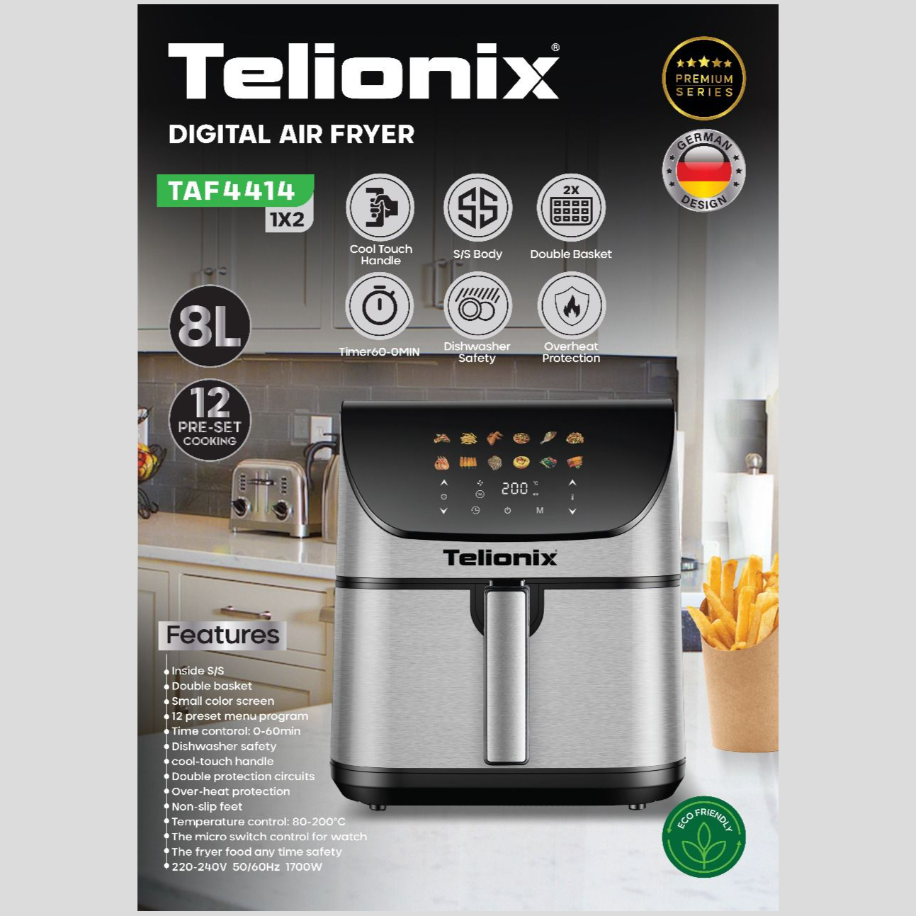 سرخ کن 8 لیتری دیجیتال تلیونیکس مدل TAF4414