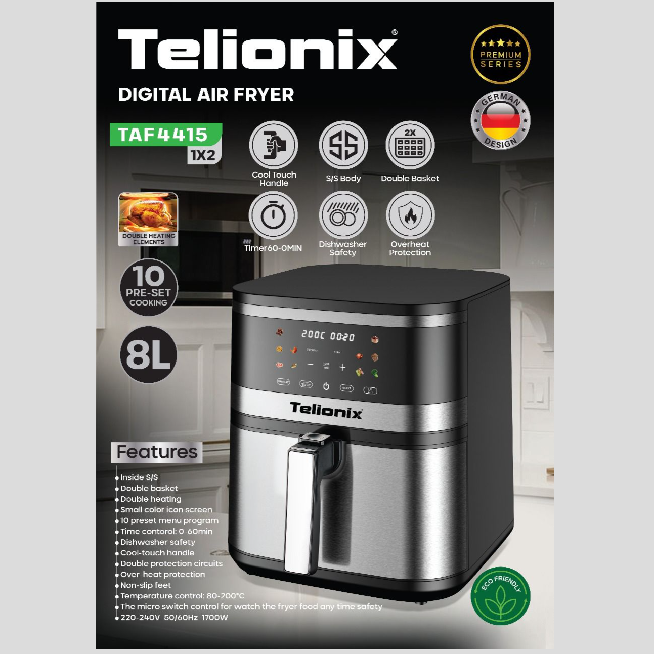 سرخ کن 8 لیتری دیجیتال تلیونیکس مدل TAF4415