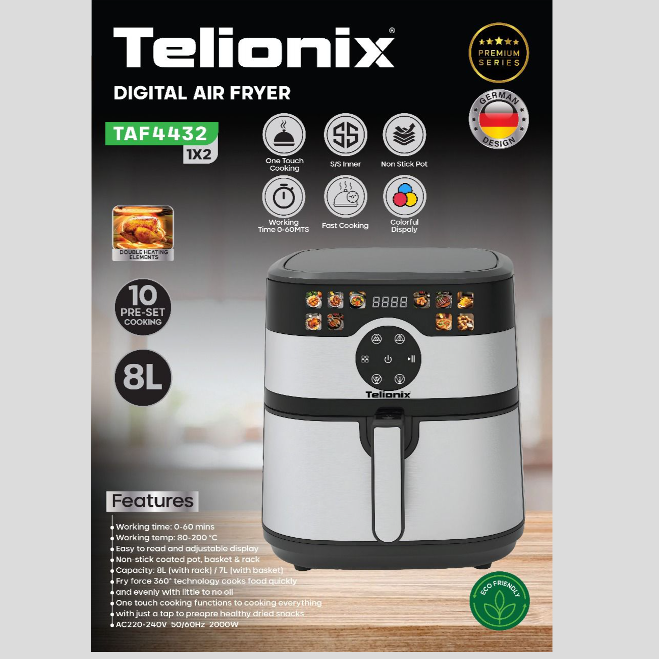 سرخ کن 8 لیتری دیجیتال تلیونیکس مدل TAF4432