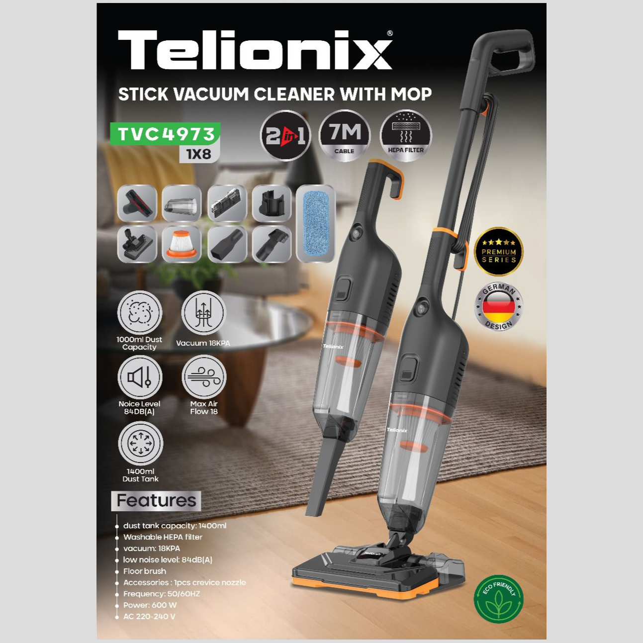 جارو عصایی با طی تلیونیکس مدل TVC4973