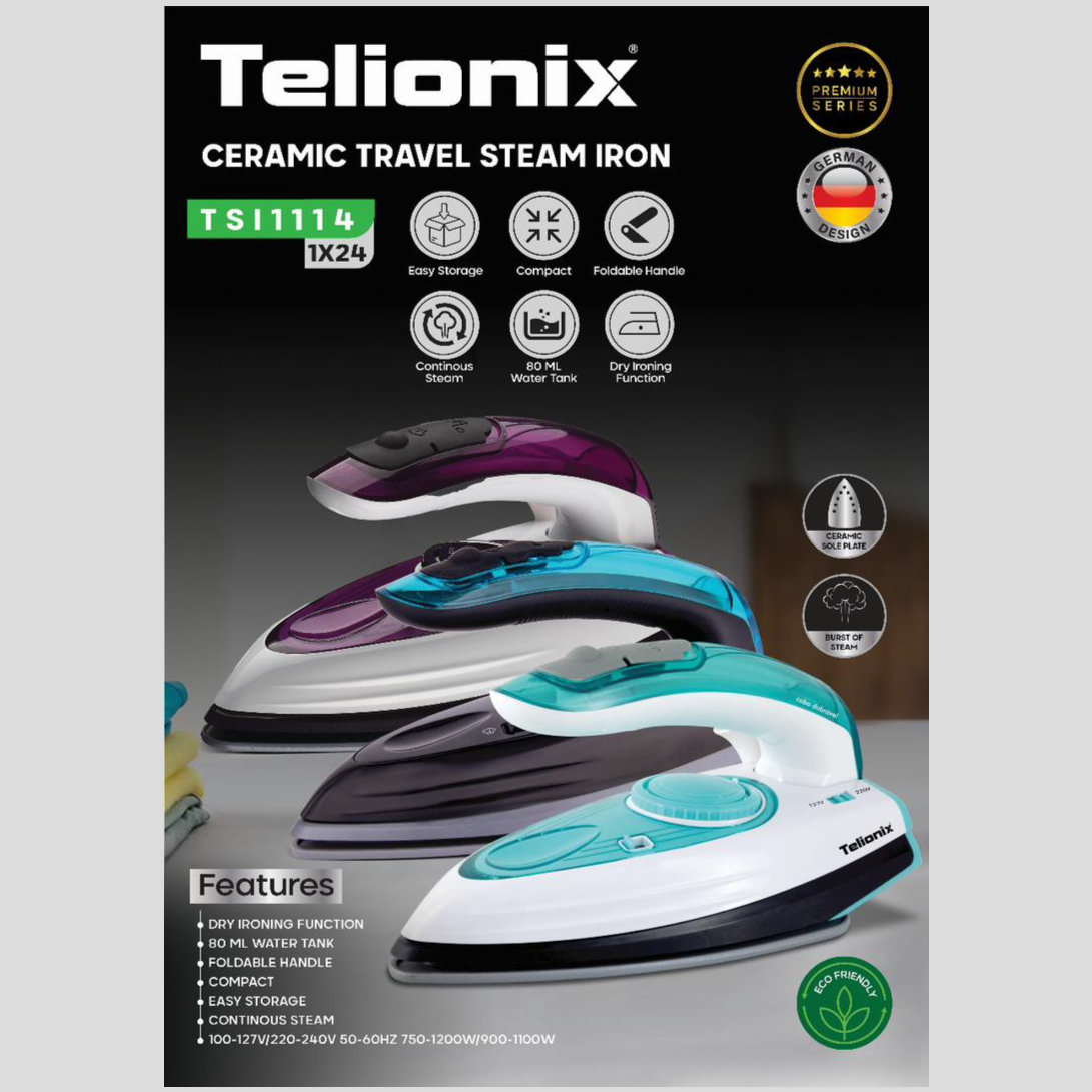 اتو بخار سرامیکی مسافرتی تلیونیکس مدل TSI1114