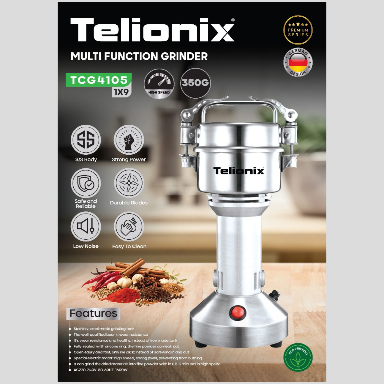 آسیاب صنعتی 350 گرمی تلیونیکس مدل TCG4105