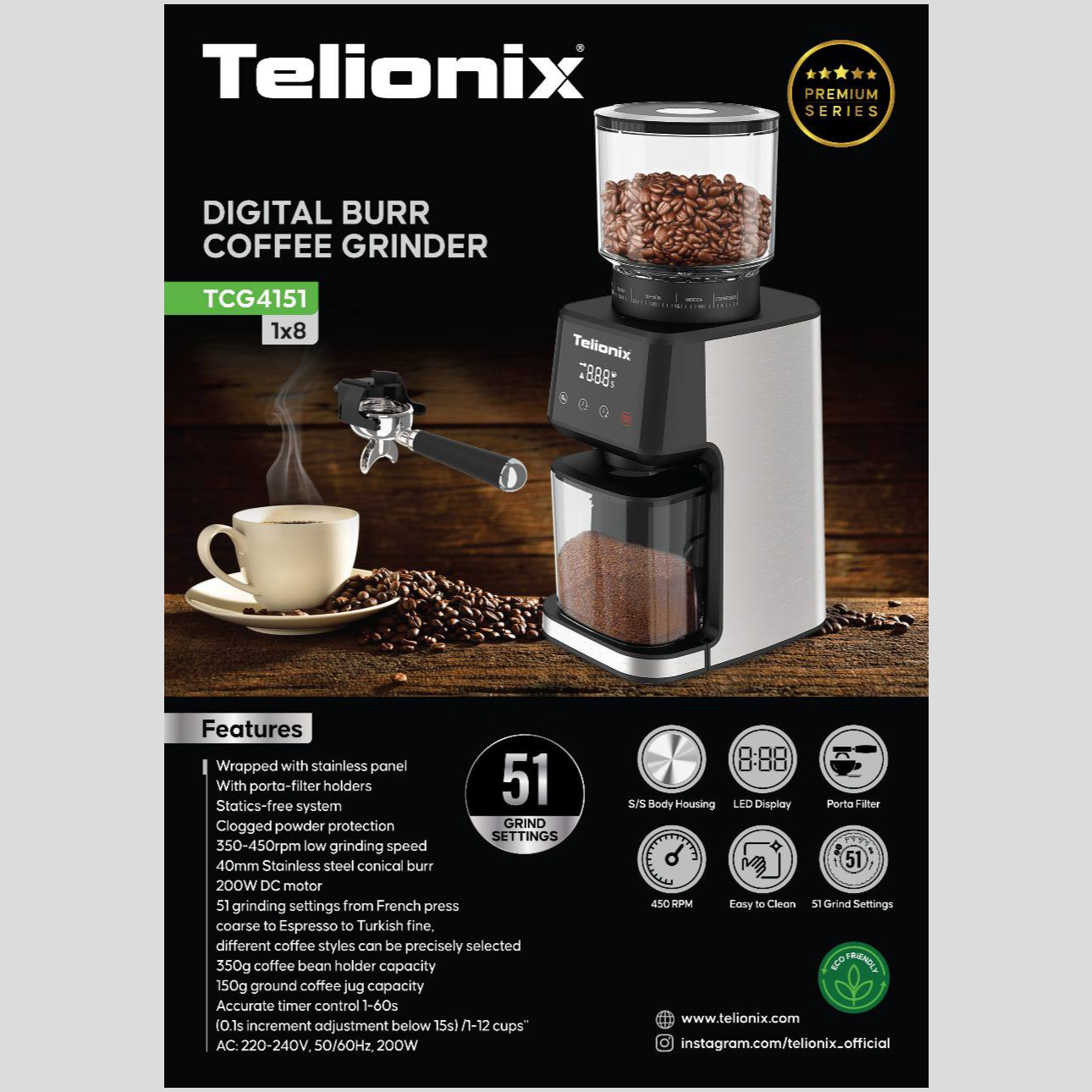 آسیاب قهوه تلیونیکس مدل TCG4151