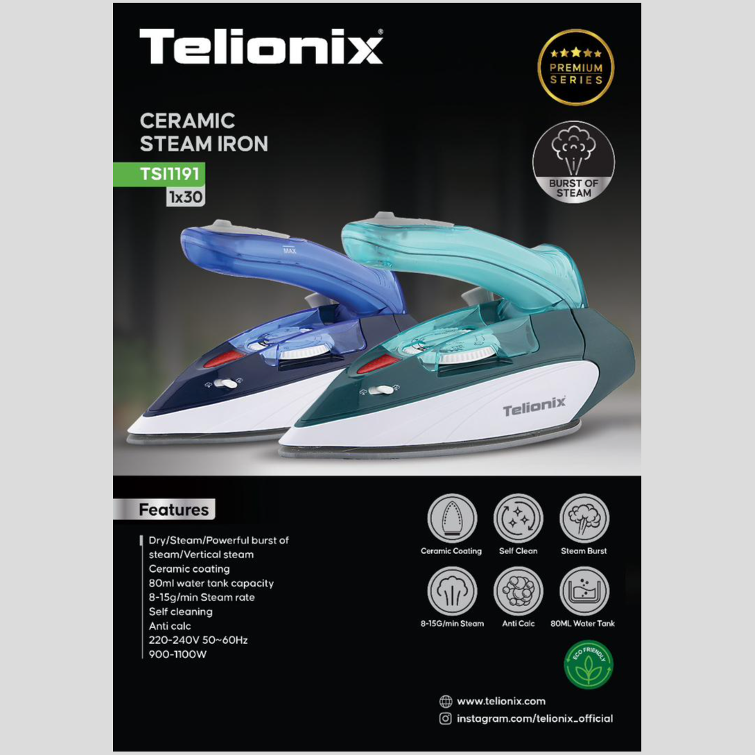 اتو بخار سرامیکی مسافرتی تلیونیکس مدل TSI1191