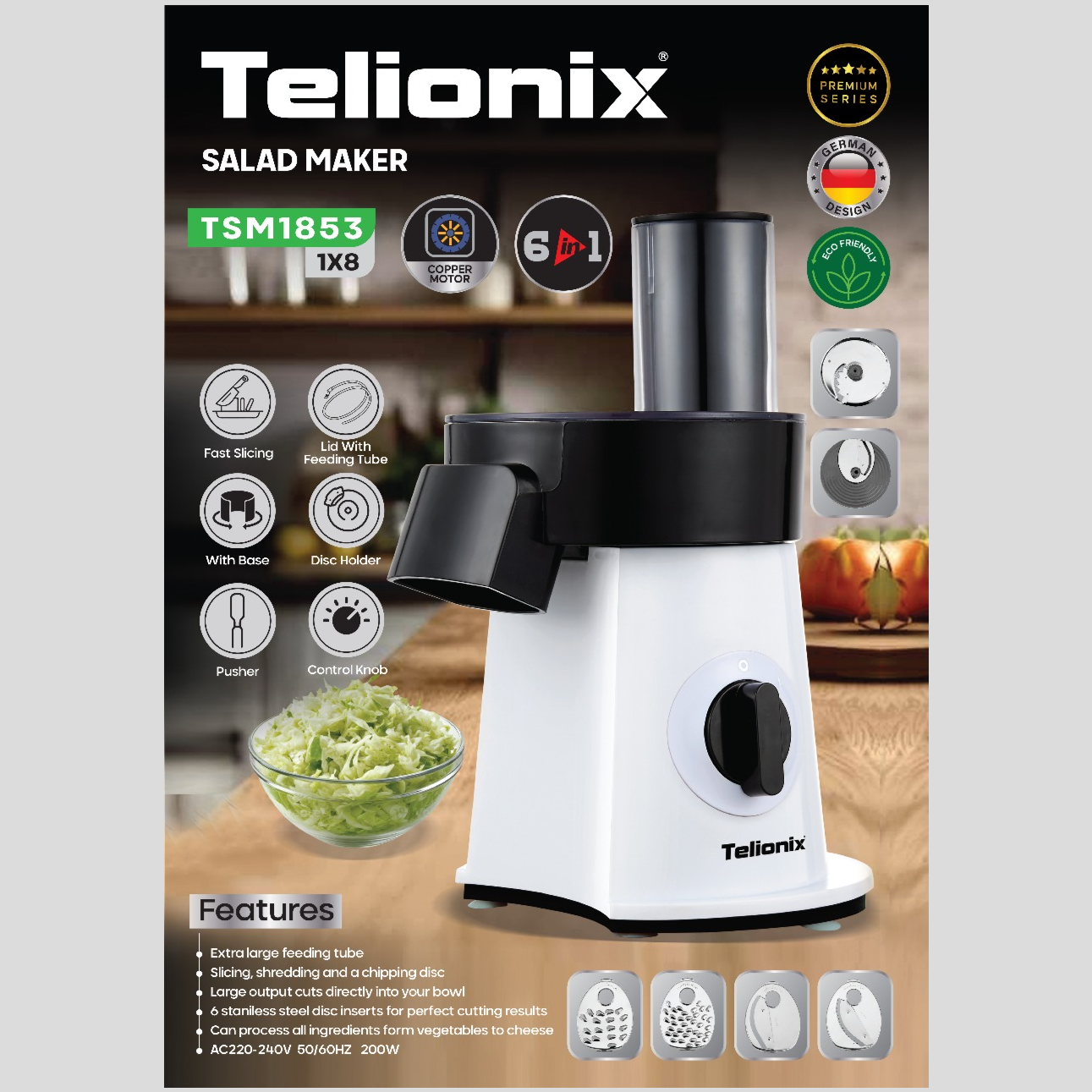 سالادساز 6 کاره تلیونیکس مدل TSM1853