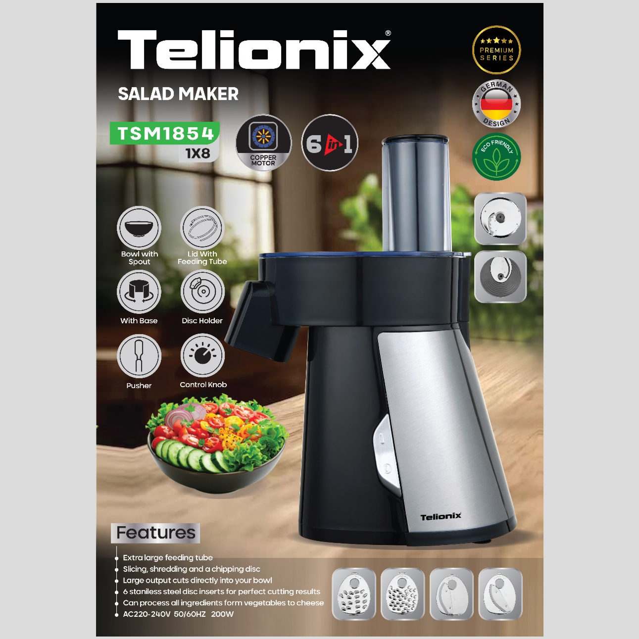 سالادساز 6 کاره تلیونیکس مدل TSM1854