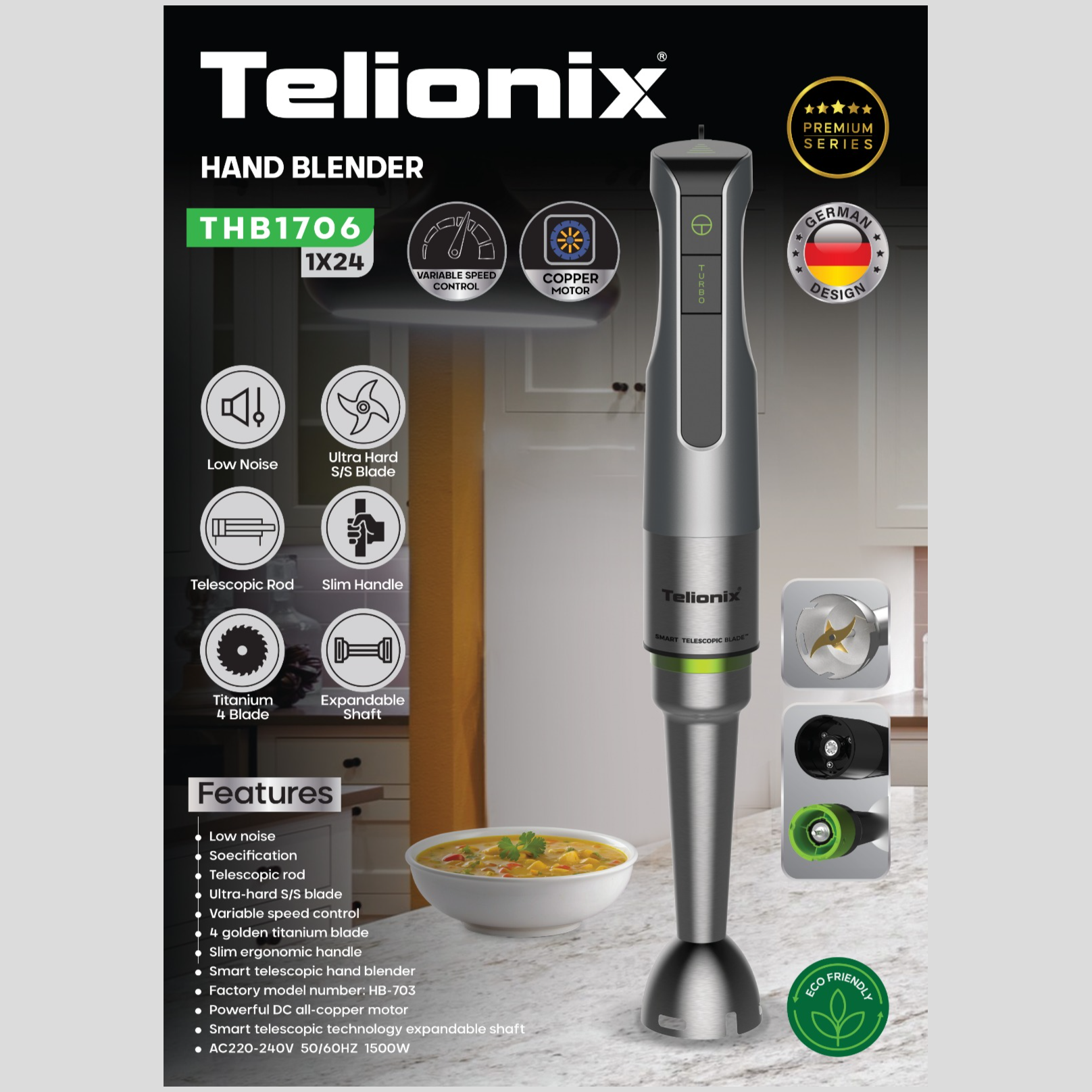 گوشت کوب تک کاره تلیونیکس مدل THB1706