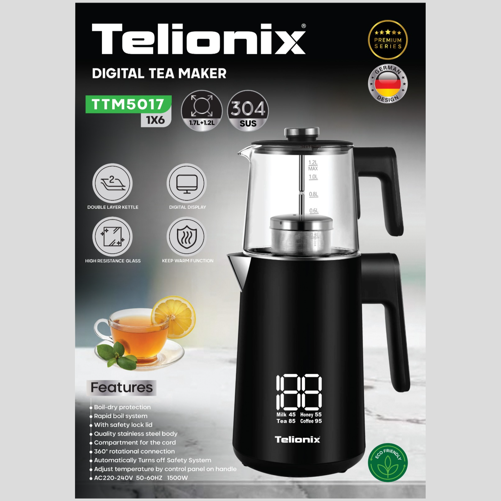 چای ساز دیجیتال تلیونیکس مدل TTM5017