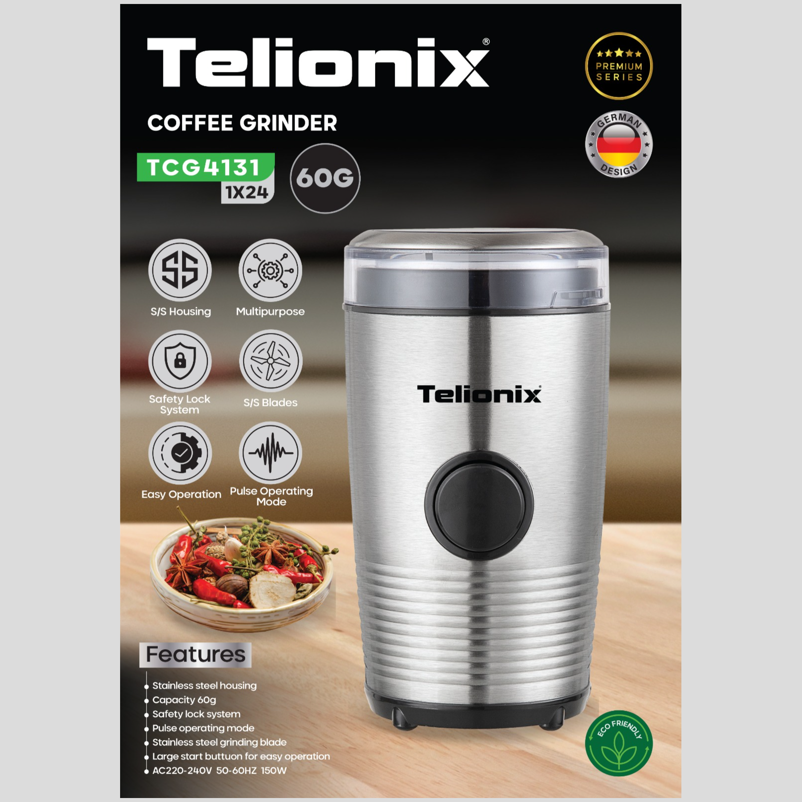 آسیاب قهوه 60 گرمی مدل TCG4133