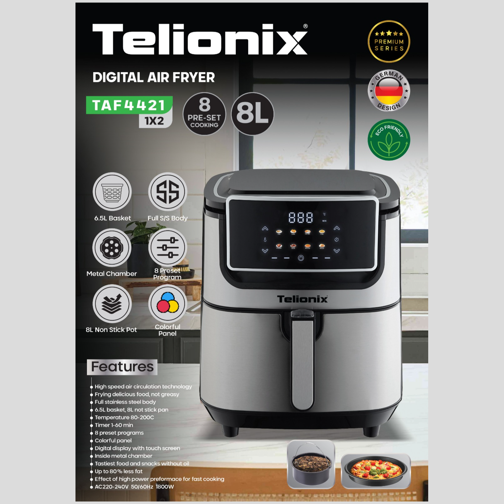 سرخ کن 8 لیتری دیجیتال تلیونیکس مدل TAF4421