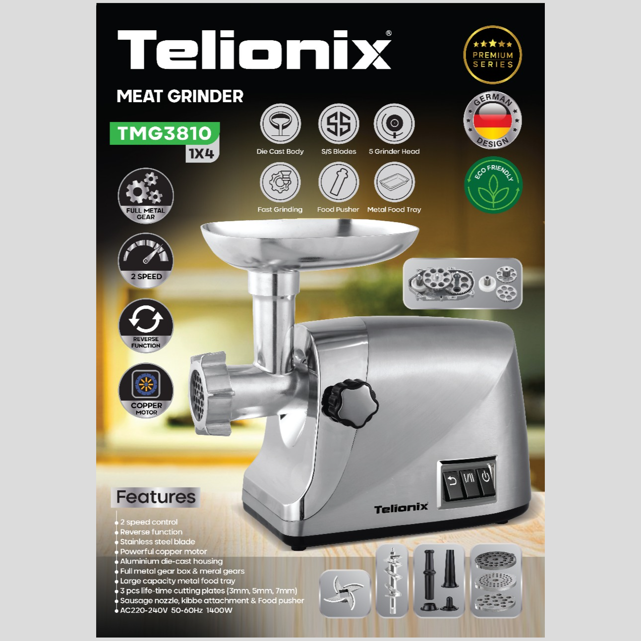 چرخ گوشت تلیونیکس مدل TMG3810