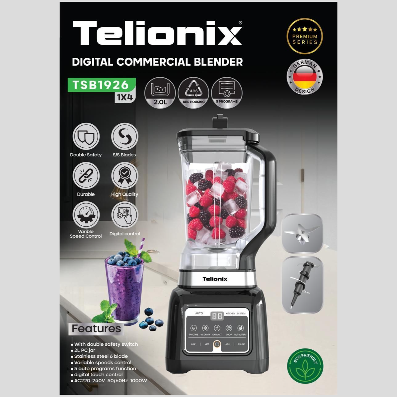 مخلوط کن صنعتی دیجیتال تلیونیکس مدل TSB1926