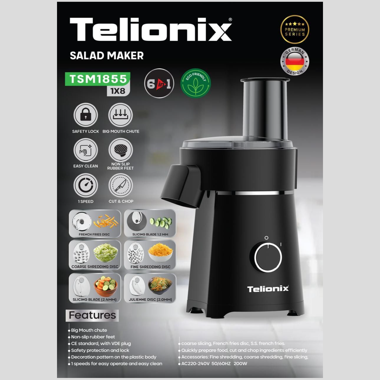 سالادساز 6 کاره تلیونیکس مدل TSM1855