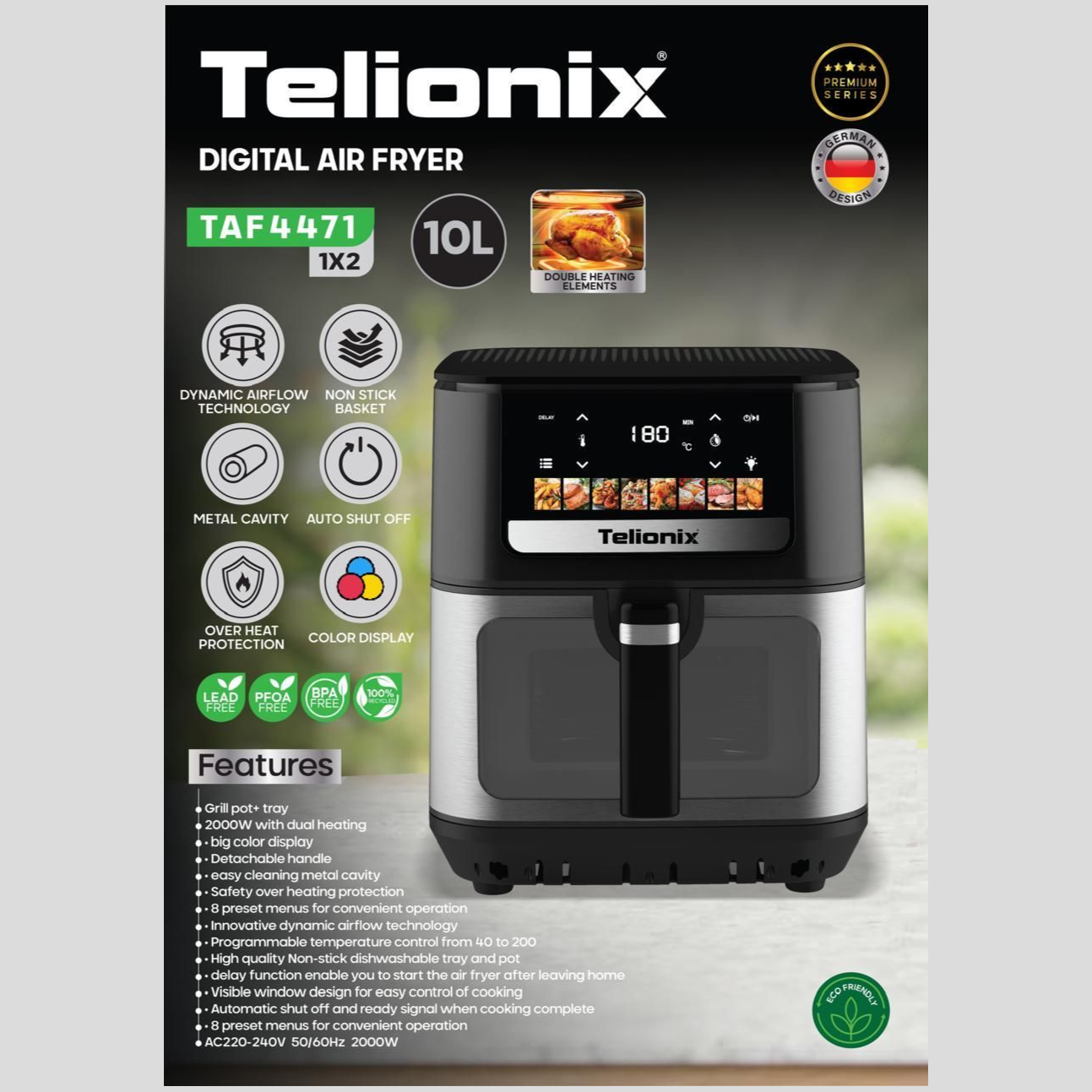 سرخ کن دیجیتال 10 لیتری تلیونیکس مدل TAF4471