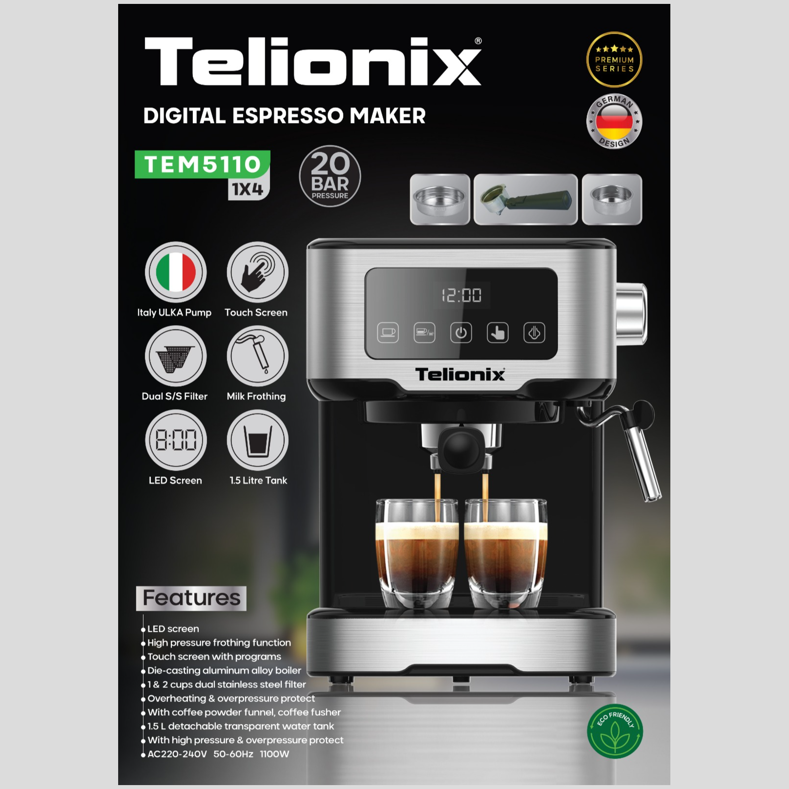 اسپرسوساز دیجیتال تلیونیکس مدل TEM5110