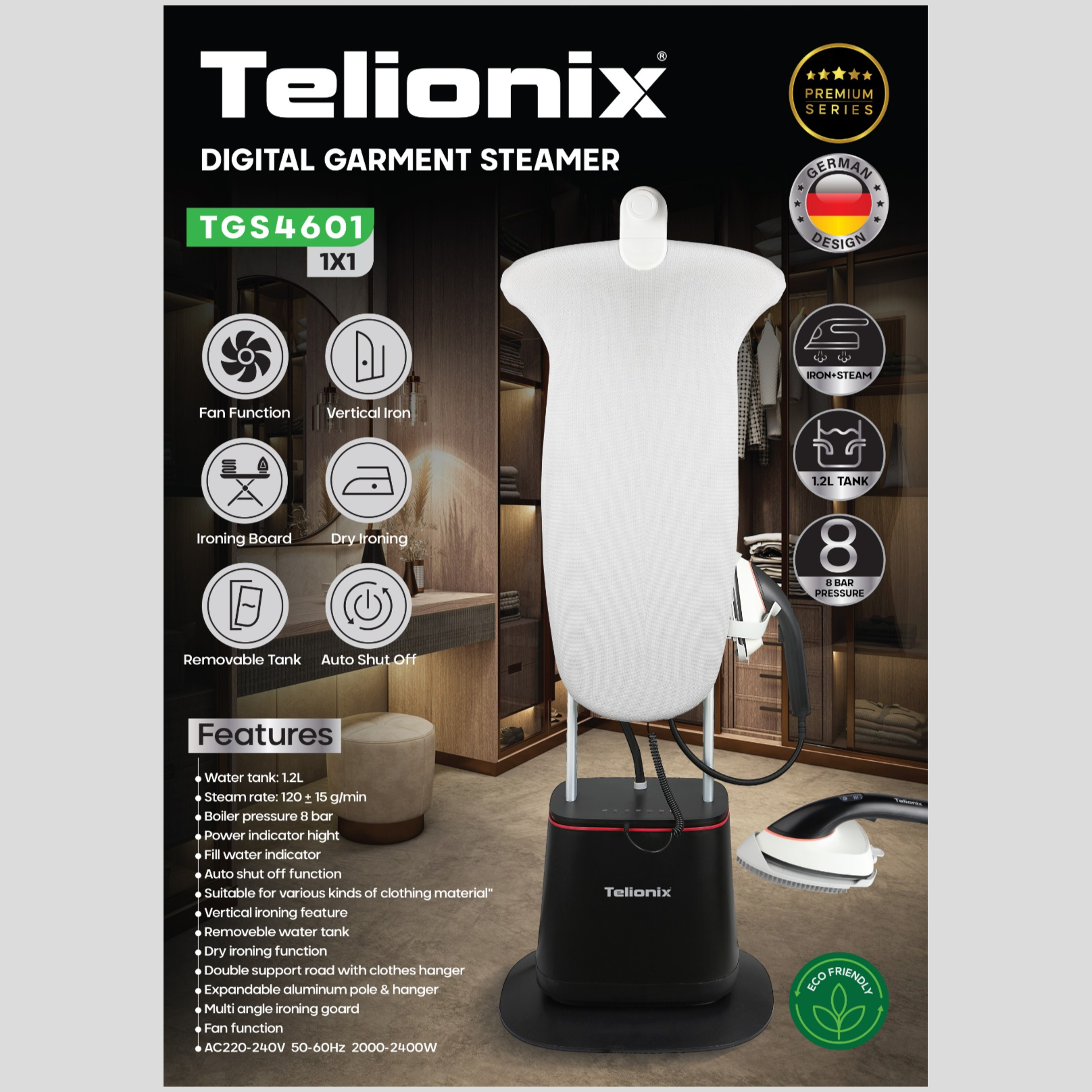 اتو ایستاده دیجیتال تلیونیکس مدل TGS4601