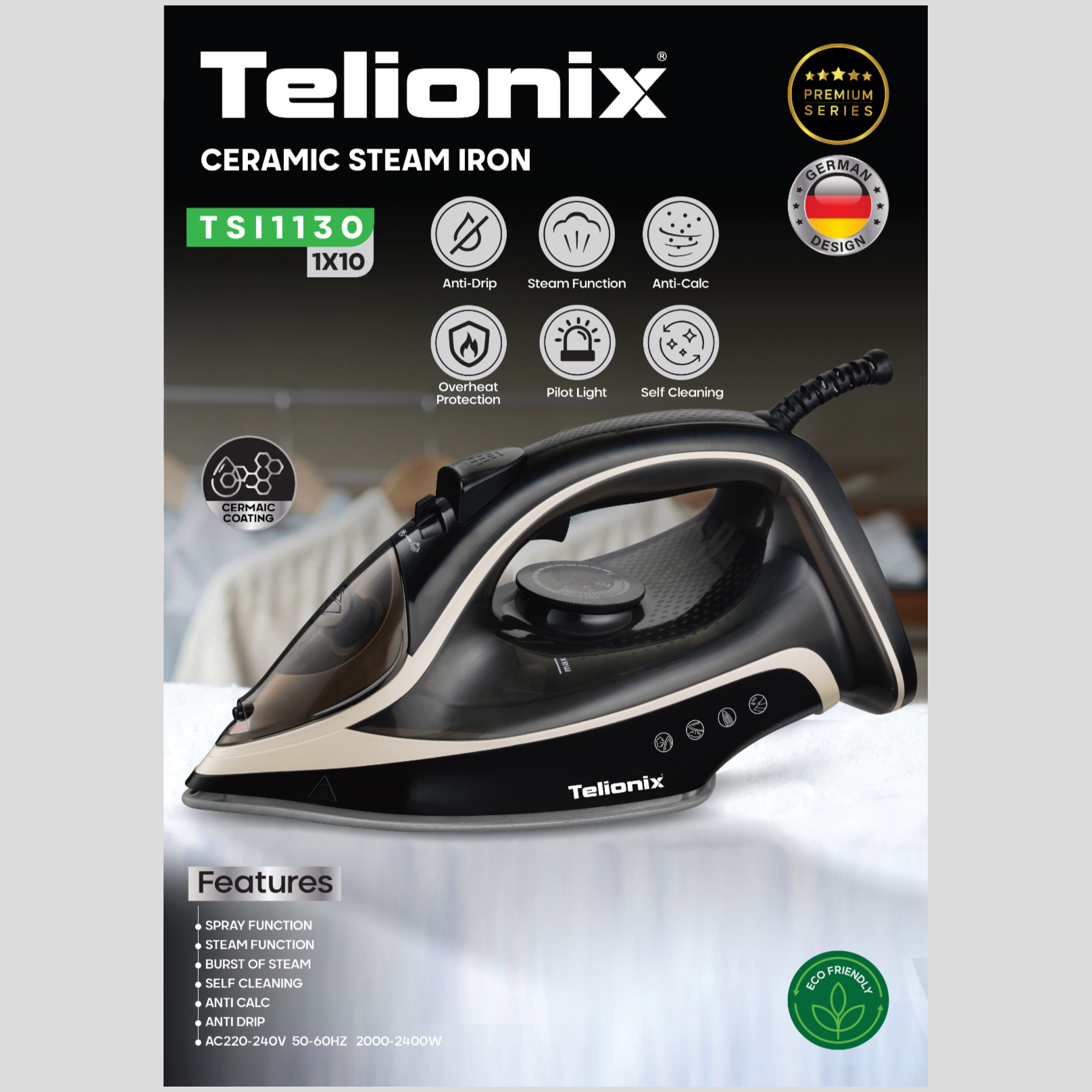 اتو بخار سرامیکی تلیونیکس مدل TSI1130